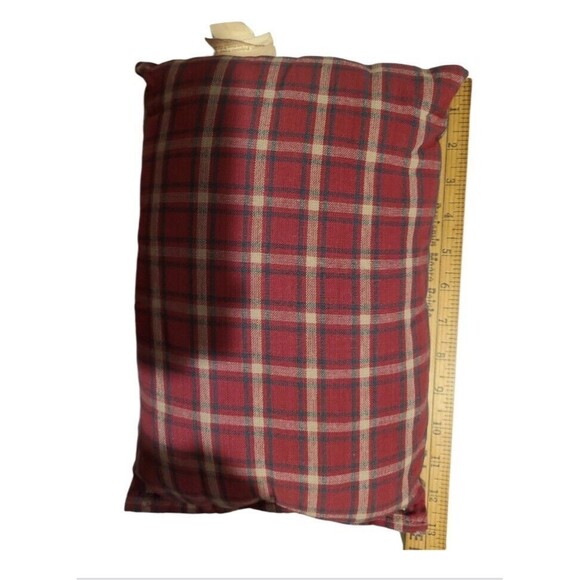 Vtg Primitive Christmas Red Plaid Handmade Gingerbread Throw Pillow Rustic Decor - Picture 7 of 9